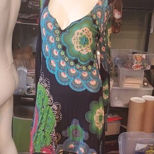 Designal Cotton Floral Glitter Black Dress